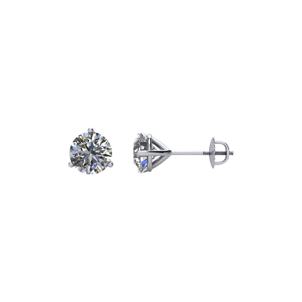 Round 3-Prong Cocktail-Style Stud Earrings