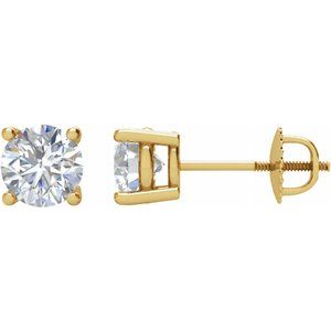 14K Yellow Gold Natural Diamond Stud Earrings