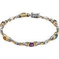 Natural Diamond Accented Multi-Gemstone Line Bracelet (Style 65662)