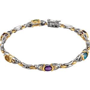 Natural Diamond Accented Multi-Gemstone Line Bracelet (Style 65662)