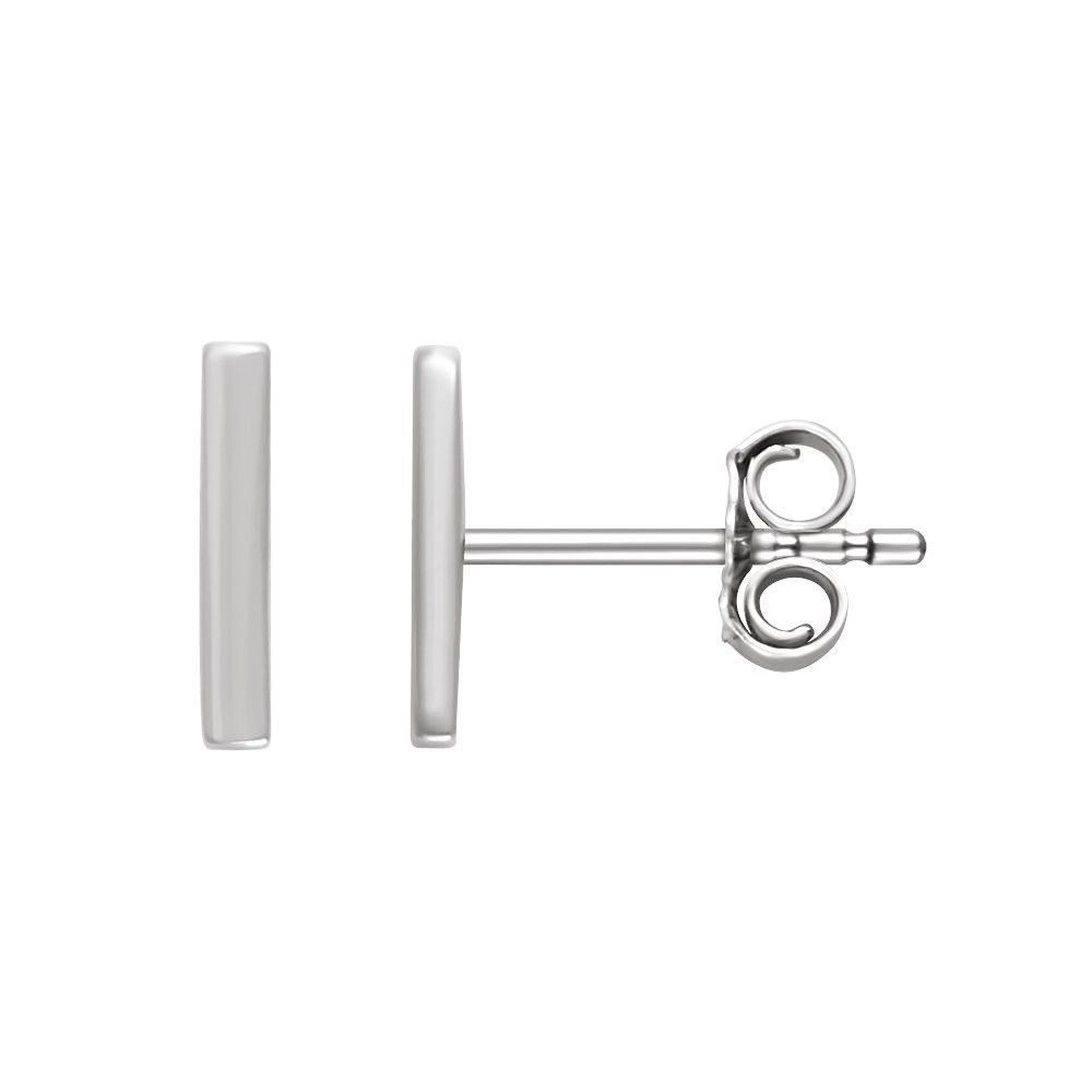 14K White Gold Vertical Bar Earrings