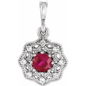 Natural Ruby And .06 Ctw Natural Diamond Pendant (Style 86242)