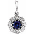Natural Blue Sapphire And .06 Ctw Natural Diamond Pendant (Style 86244)
