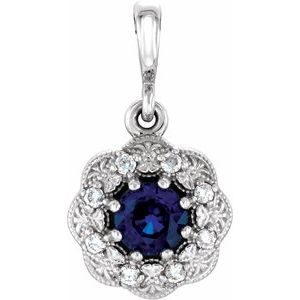 Natural Blue Sapphire And .06 Ctw Natural Diamond Pendant (Style 86244)