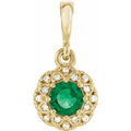 Natural Emerald And .04 Ctw Natural Diamond Pendant (Style 86246)