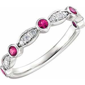 Natural Ruby And 1/6 CTW Natural Diamond Ring (Style 651989)