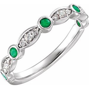 Natural Emerald And 1/6 CTW Natural Diamond Ring (Style 651989)