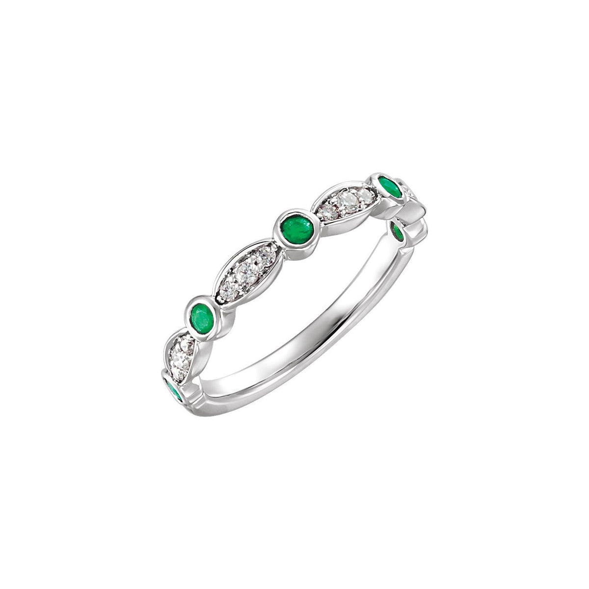 Natural Emerald And 1/6 CTW Natural Diamond Ring (Style 651989)