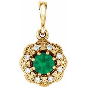 Natural Emerald And .06 Ctw Natural Diamond Pendant (Style 86244)