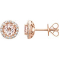 Natural Morganite And 1/5 Ctw Natural Diamond Earrings With Backs (Style 651986)