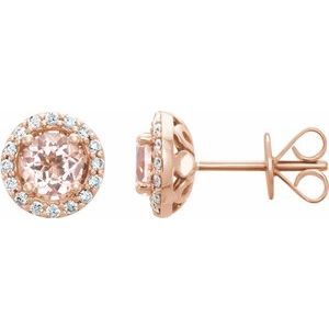 Natural Morganite And 1/5 Ctw Natural Diamond Earrings With Backs (Style 651986)