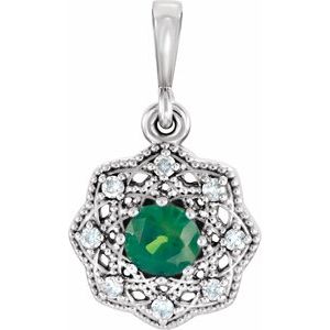 Natural Emerald And .06 Ctw Natural Diamond Pendant (Style 86242)