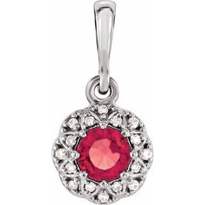 Natural Ruby And .04 Ctw Natural Diamond Pendant (Style 86246)