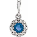 Natural Blue Sapphire And .04 Ctw Natural Diamond Pendant (Style 86246)