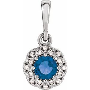 Natural Blue Sapphire And .04 Ctw Natural Diamond Pendant (Style 86246)