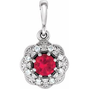 Natural Ruby And .06 Ctw Natural Diamond Pendant (Style 86244)