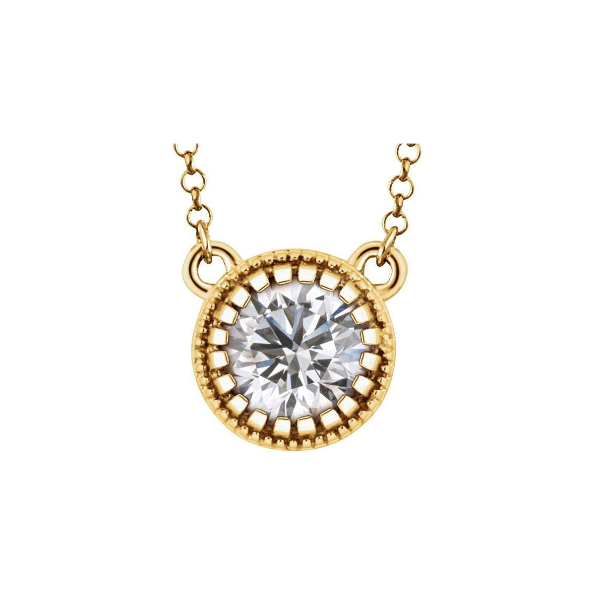 Natural White Sapphire Birthstone Necklace (Style 651611)