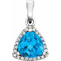 Natural Swiss Blue Topaz And 1/10 Ctw Natural Diamond Pendant (Style 86281)