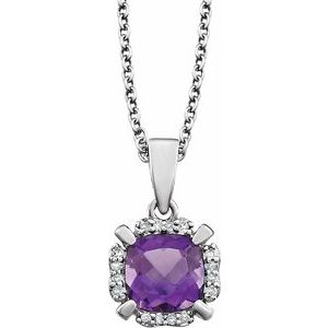 Natural Amethyst And .04 Ctw Natural Diamond Necklace (Style 651953)