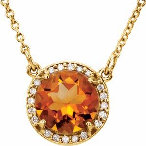 Citrine And Natural Diamond Necklace (Style 85905)