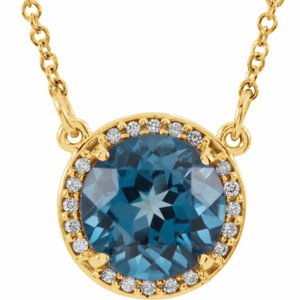 Natural Topaz And Natural Diamond Necklace (Style 85905)