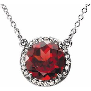 Natural Garnet And Natural Diamond Necklace (Style 85905)