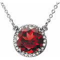 Natural Garnet And .04 Ctw Natural Diamond Necklace (Style 85905)