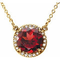 Natural Garnet And Natural Diamond Necklace (Style 85905)