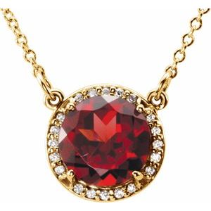 Natural Garnet And Natural Diamond Necklace (Style 85905)