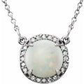 Natural Opal And Natural Diamond Necklace (Style 85905)