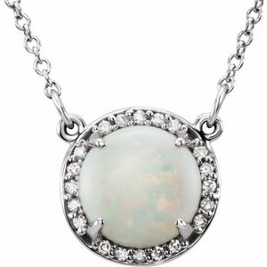 Natural Opal And Natural Diamond Necklace (Style 85905)