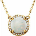 Natural Opal And Natural Diamond Necklace (Style 85905)