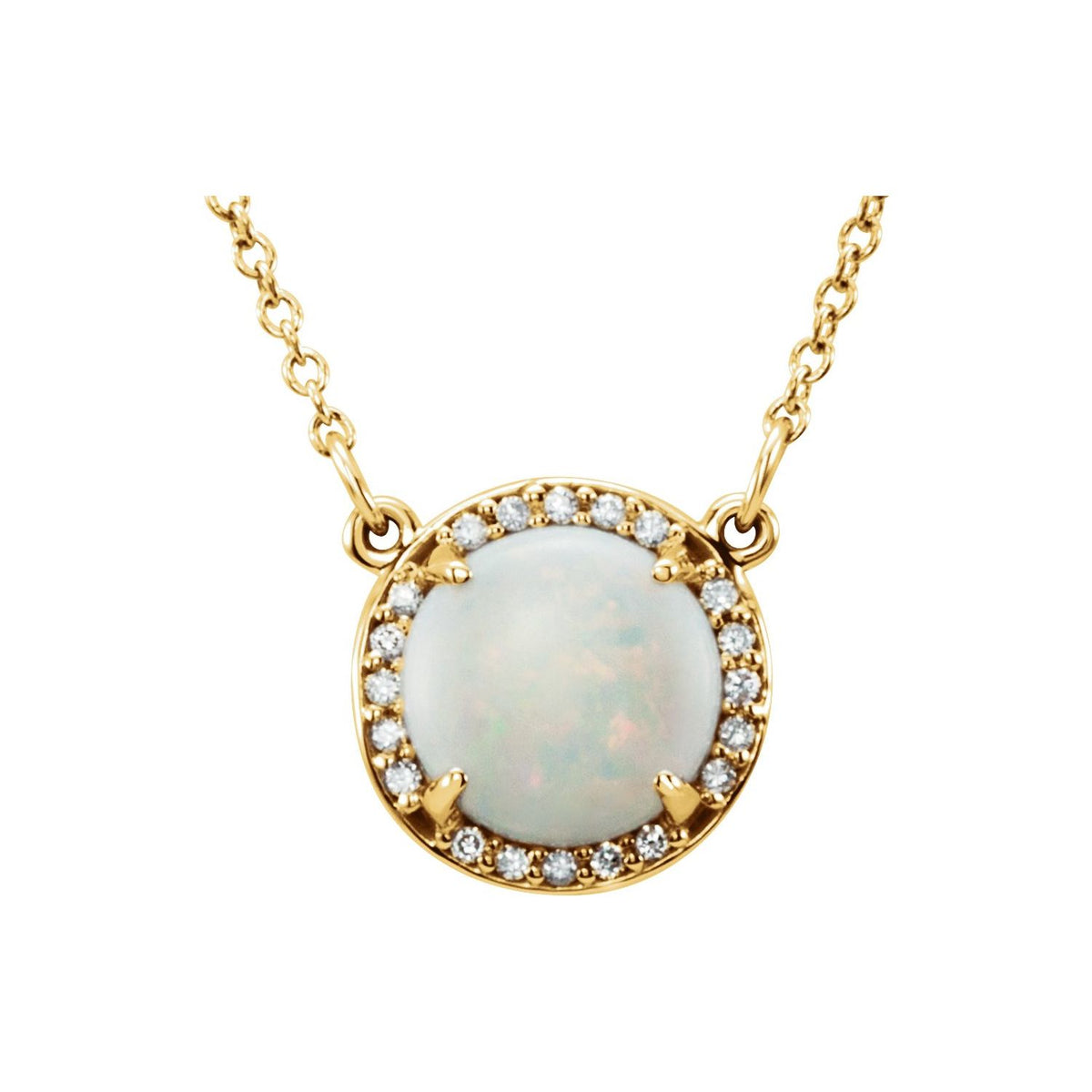 Natural Opal And Natural Diamond Necklace (Style 85905)