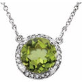 Natural Peridot And Natural Diamond Necklace (Style 85905)