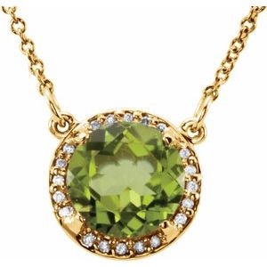 Natural Peridot And Natural Diamond Necklace (Style 85905)