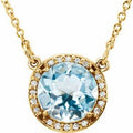 Blue Topaz And Natural Diamond Necklace (Style 85905)