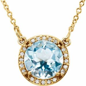 Blue Topaz And Natural Diamond Necklace (Style 85905)