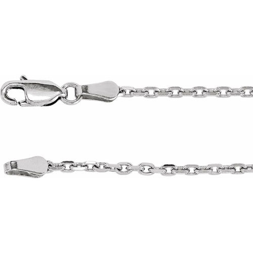 14K White 2 mm Diamond-Cut Cable 16" Chain