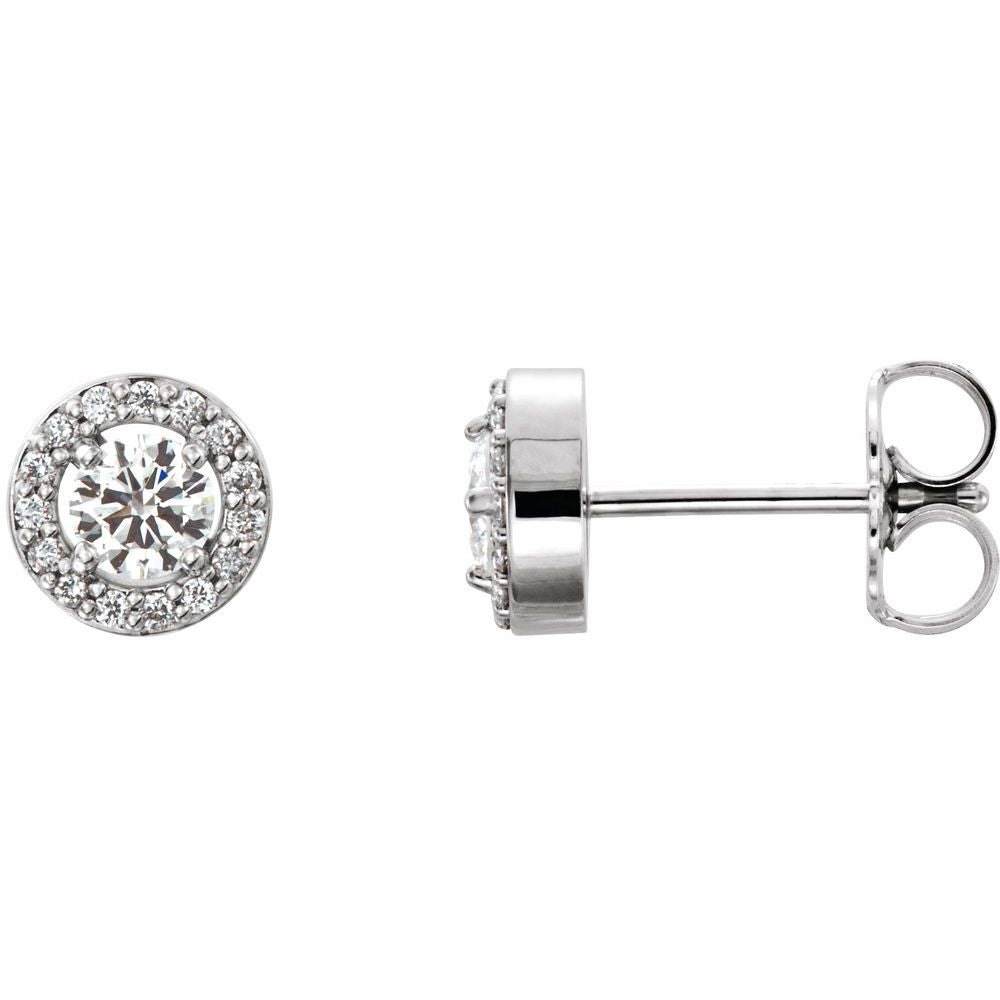 Round 4-Prong Halo-Style Earrings