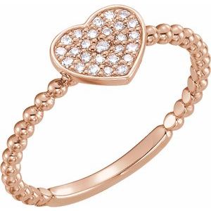 1/8 CTW Natural Diamond Heart Bead Ring (Style 122819)