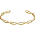14K Yellow 6 1/4 In Rope Cuff Bracelet