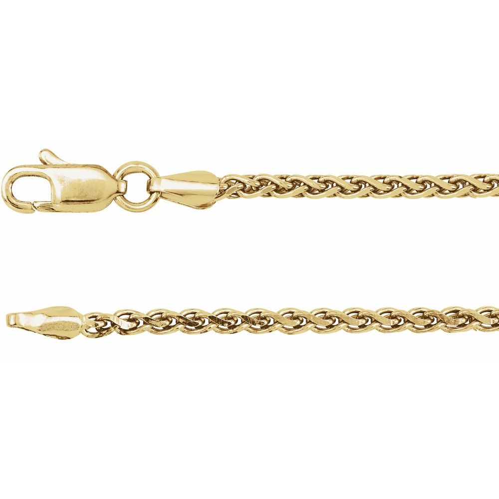 14K Yellow 2 mm Diamond-Cut Wheat 16" Chain