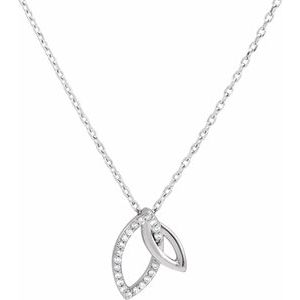 .05 Ctw Natural Diamond Double Leaf Necklace (Style 86463)