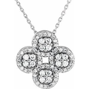 1/2 Ctw Natural Diamond Clover Necklace (Style 86309)