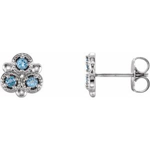 Natural Aquamarine Earrings With Backs (Style 86550)