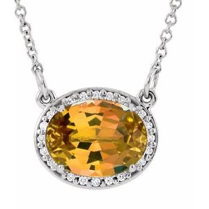 Natural Citrine And .04 Ctw Natural Diamond Necklace (Style 85903)