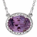 Natural Amethyst And .04 Ctw Natural Diamond Necklace (Style 85903)