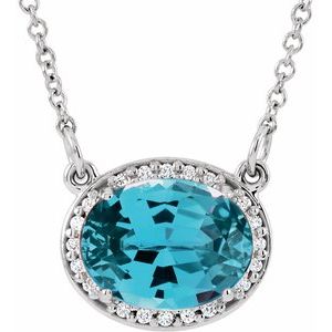 Natural Swiss Blue Topaz And .04 Ctw Natural Diamond Necklace (Style 85903)