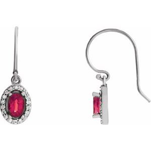 Ruby And 1/6 Ctw Natural Diamond Earrings (Style 69758)