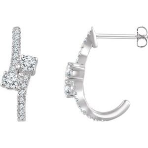 5/8 Ctw Natural Diamond 2-Stone Earrings (Style 652327)